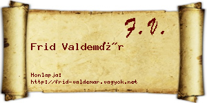 Frid Valdemár névjegykártya